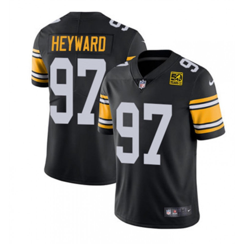 Men's Pittsburgh Steelers #97 Cameron Heyward Black 2023 50th Anniversary Vapor Untouchable Limited Jersey 