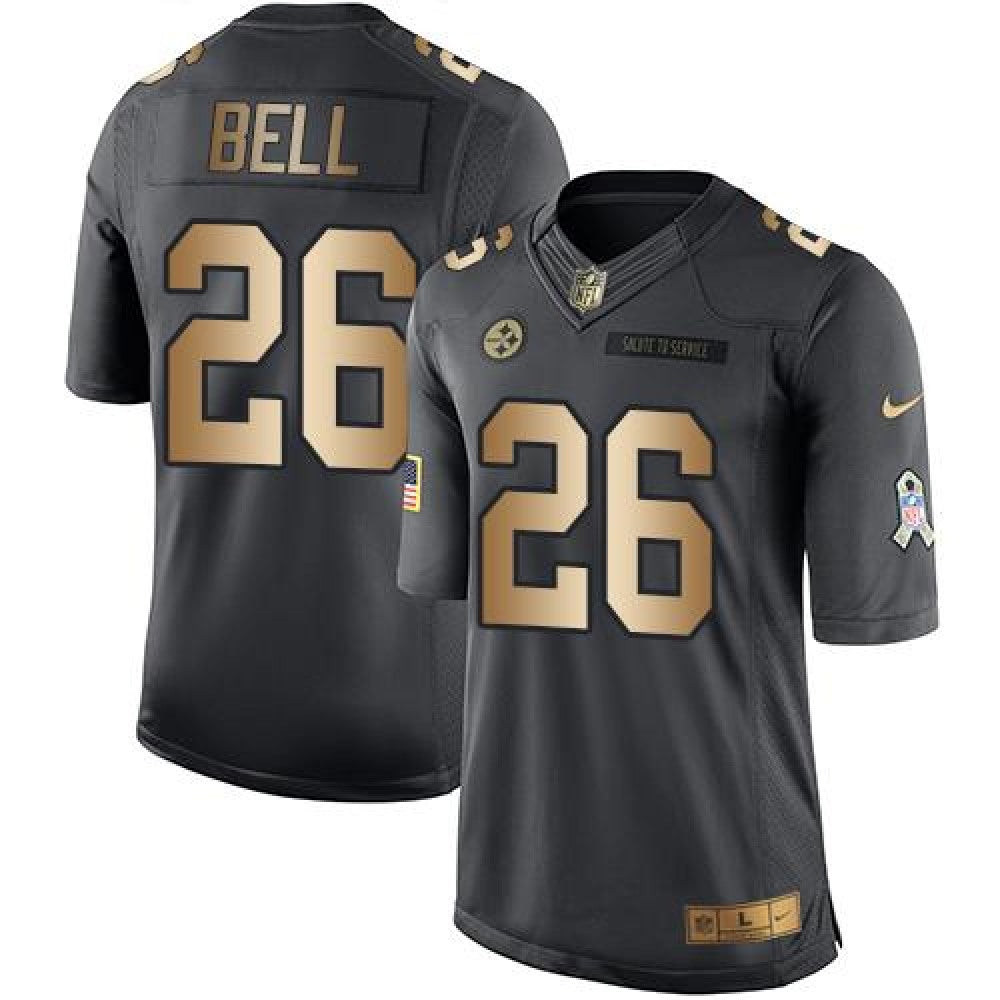 Steelers #26 Le'Veon Bell Black Men's Stitched NFL Limited Gold Salute To Service Jersey 