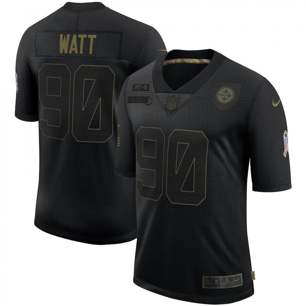 Men's Pittsburgh Steelers #90 T. J. Watt Black 2020 Salute To Service Limited Stitched Jersey 