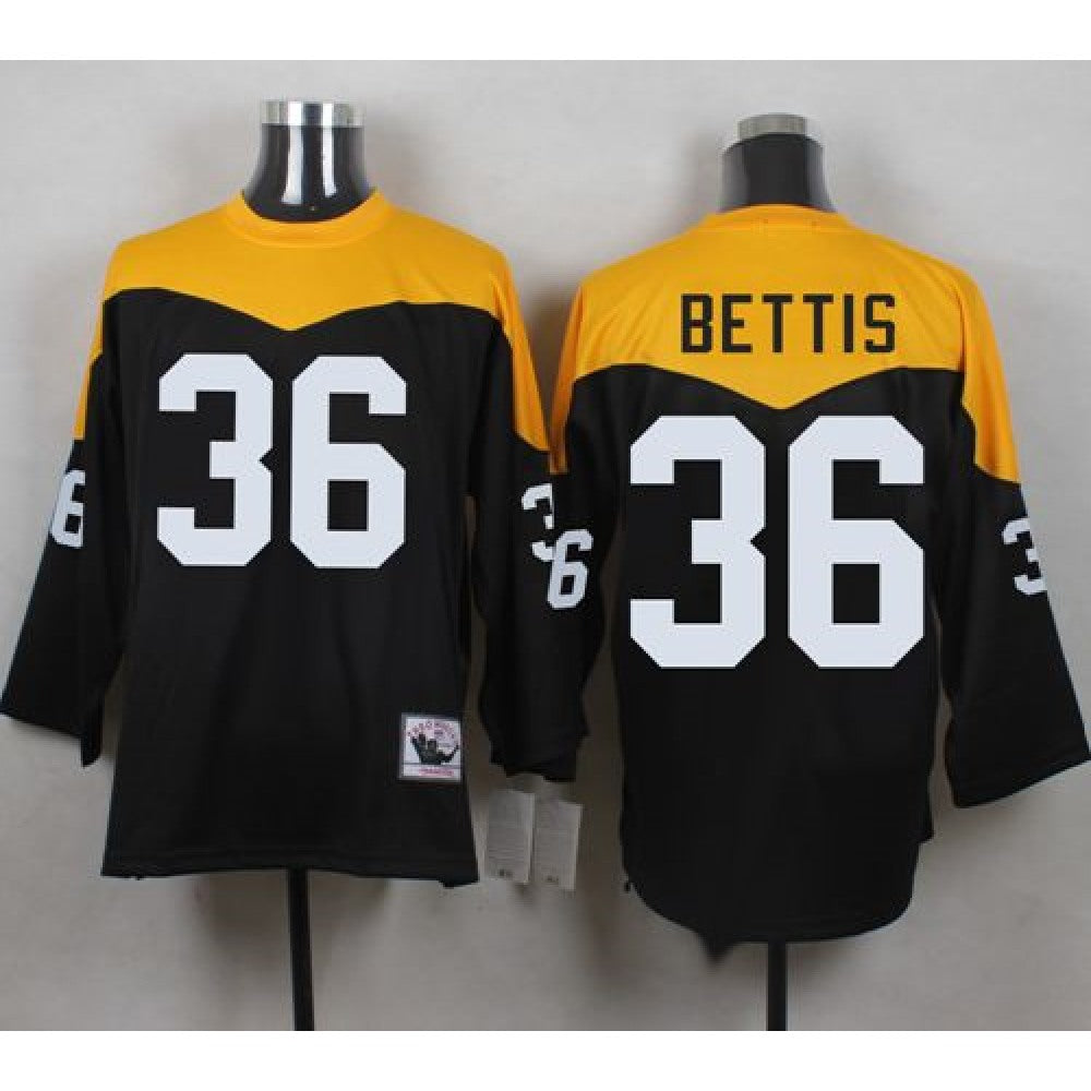 Mitchell And Ness 1967 Steelers #36 Jerome Bettis Black/Yelllow Throwback Men's Stitched NFL Jersey 
