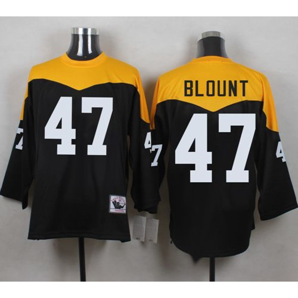 Mitchell And Ness 1967 Steelers #47 Mel Blount Black/Yelllow Throwback Men's Stitched NFL Jersey 