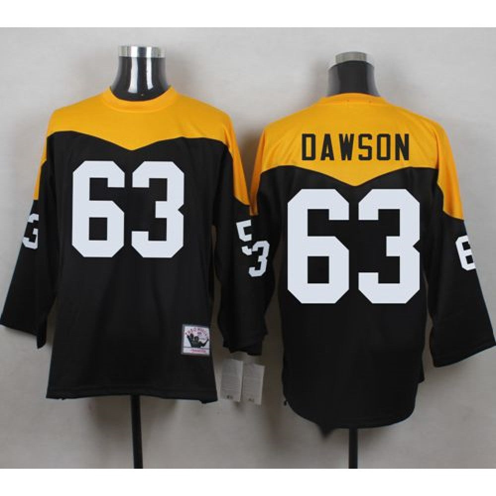Mitchell And Ness 1967 Steelers #63 Dermontti Dawson Black/Yelllow Throwback Men's Stitched NFL Jersey 