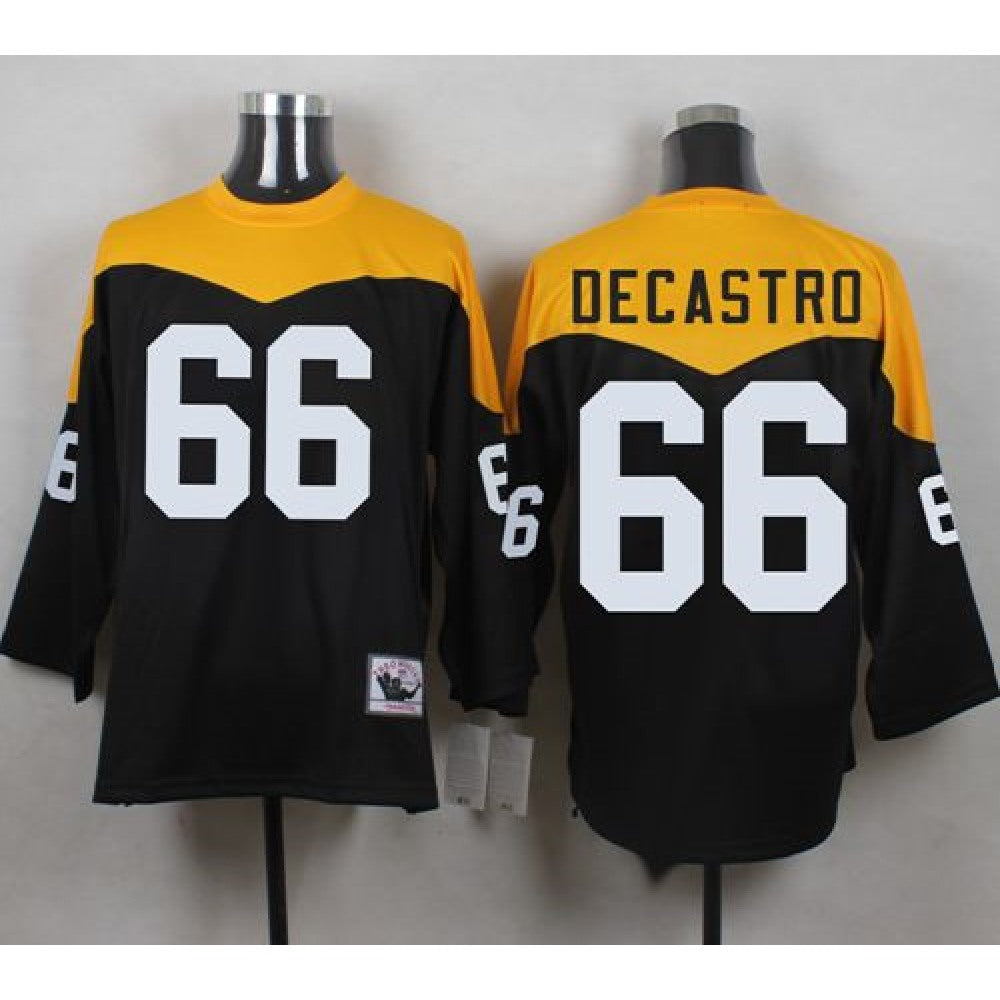 Mitchell And Ness 1967 Steelers #66 David DeCastro Black/Yelllow Throwback Men's Stitched NFL Jersey 