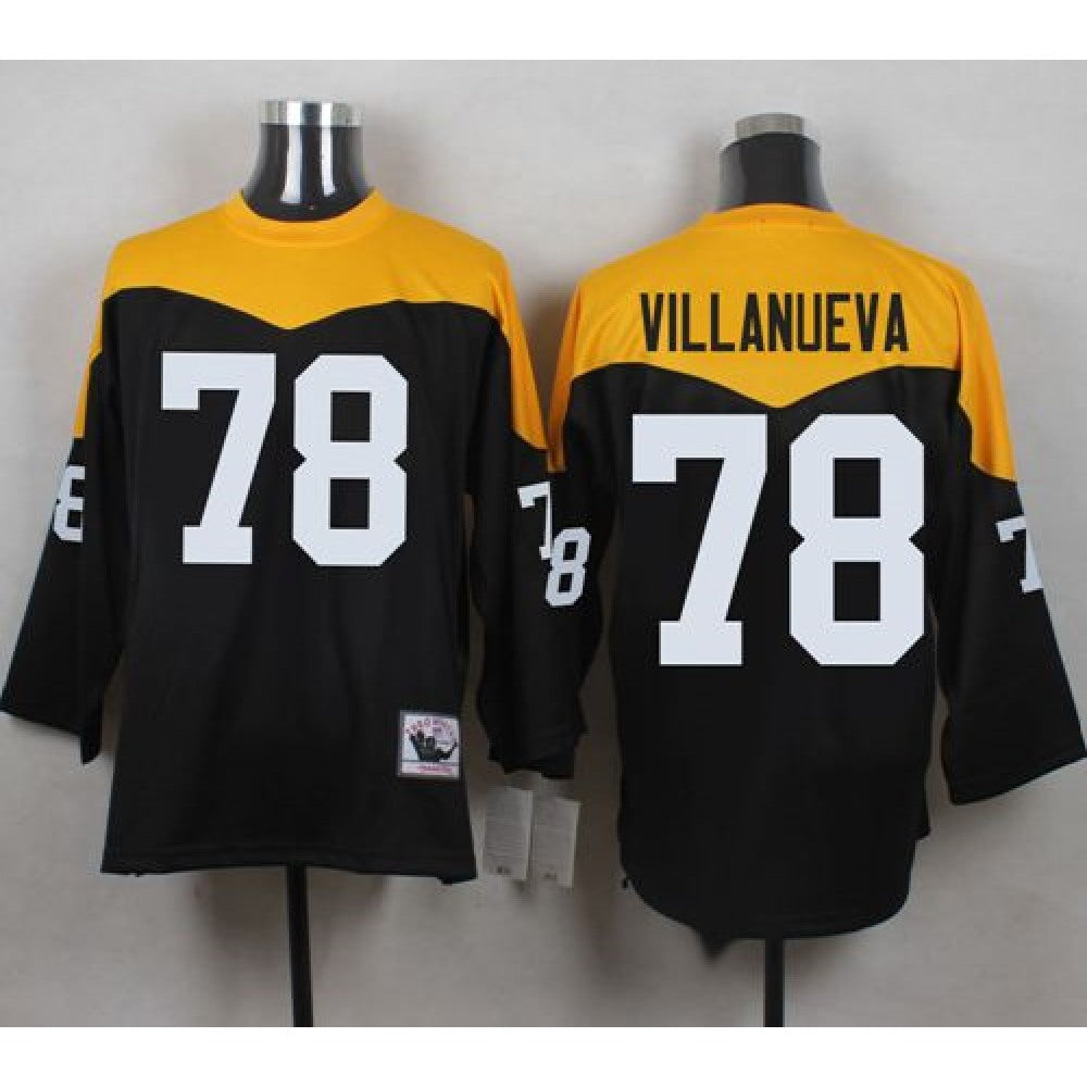 Mitchell And Ness 1967 Steelers #78 Alejandro Villanueva Black/Yelllow Throwback Men's Stitched NFL Jersey 