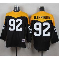 Mitchell And Ness 1967 Steelers #92 James Harrison Black/Yelllow Throwback Men's Stitched NFL Jersey 
