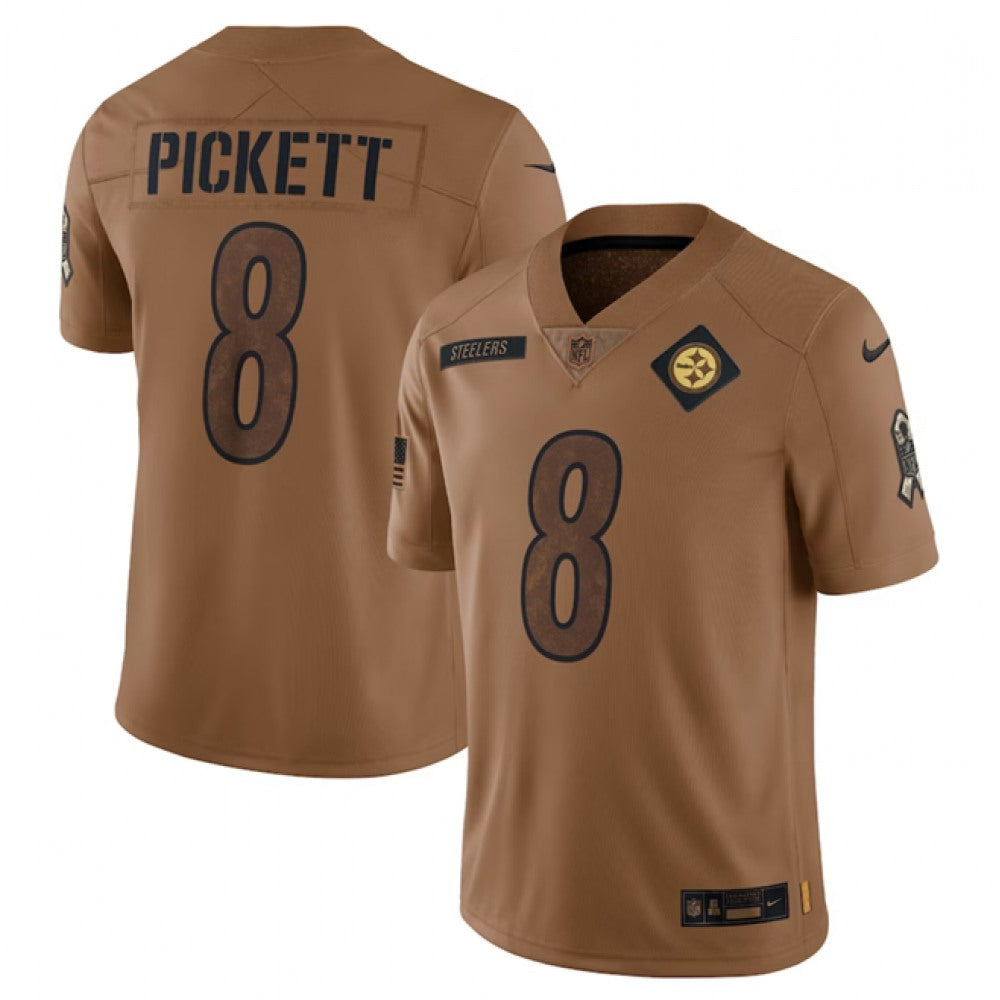 Men's Pittsburgh Steelers #8 Kenny Pickett 2023 Brown Salute To Service Limited Jersey 