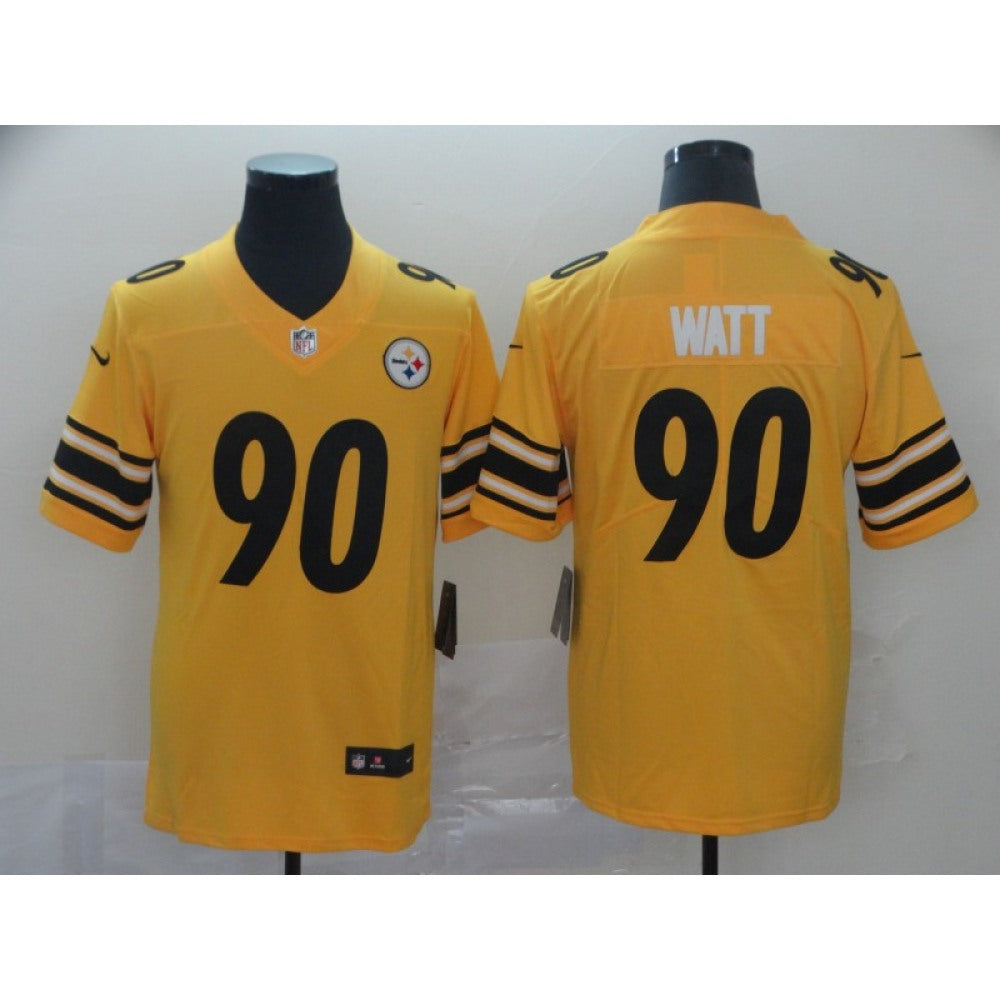 Men's Pittsburgh Steelers #90 T. J. Watt Gold Inverted Legend Stitched NFL Jersey 