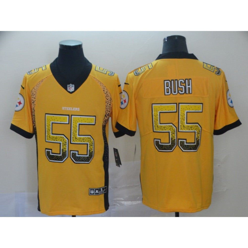 Men's Pittsburgh Steelers #55 Devin Bush Gold Drift Fashion Color Rush Limited Stitched NFL Jersey 