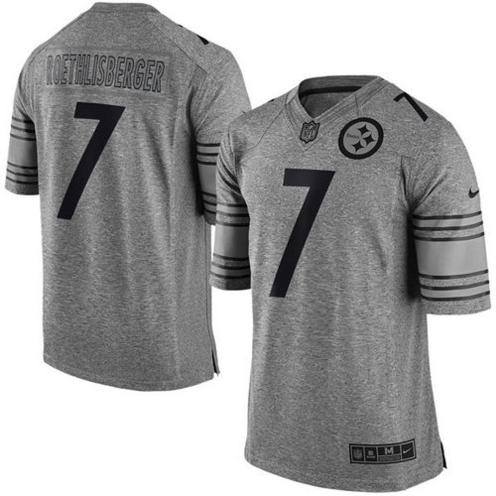 Steelers #7 Ben Roethlisberger Gray Men's Stitched NFL Limited Gridiron Gray Jersey 