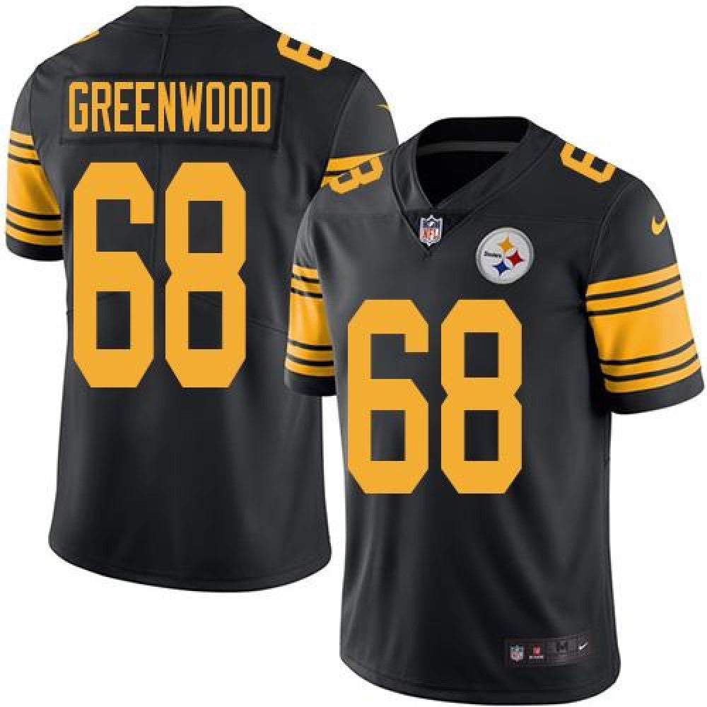 Steelers #68 L.C. Greenwood Black Men's Stitched NFL Limited Rush Jersey 