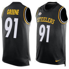 Steelers #91 Kevin Greene Black Team Color Men's Stitched NFL Limited Tank Top Jersey 