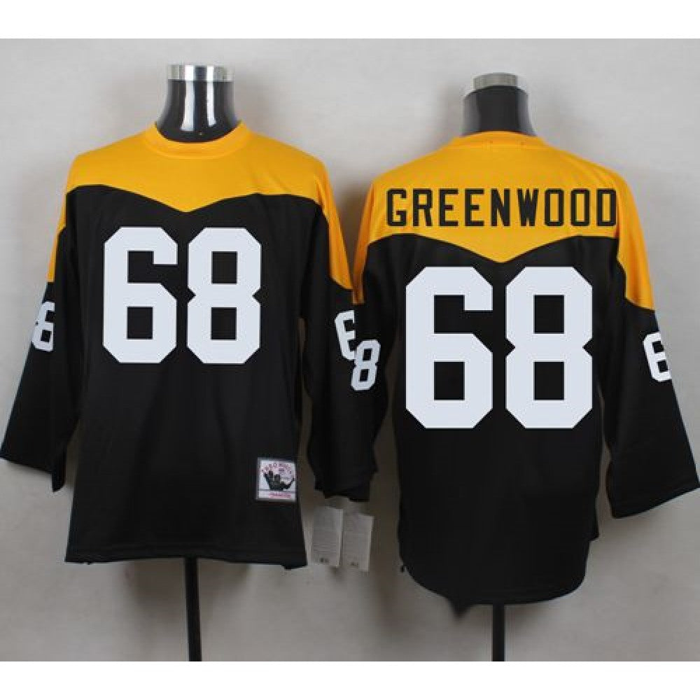 Mitchell And Ness 1967 Steelers #68 L.C. Greenwood Black/Yelllow Throwback Men's Stitched NFL Jersey 