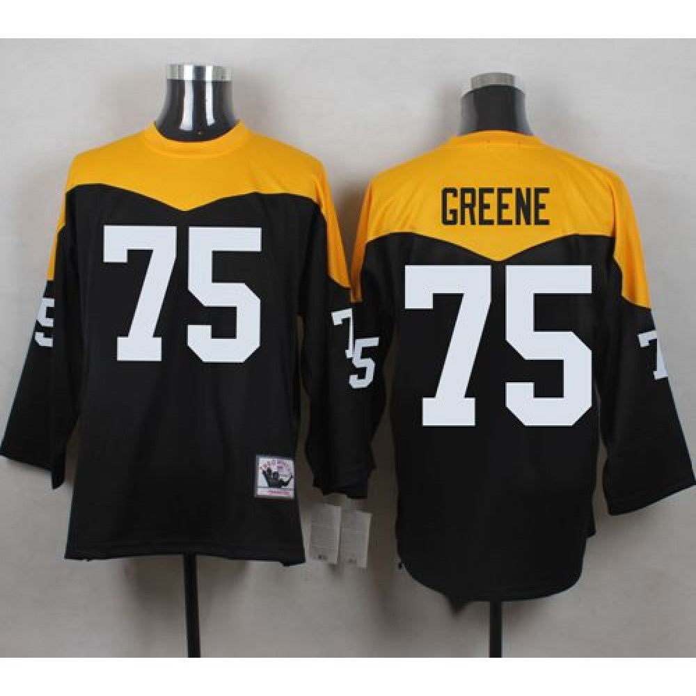 Mitchell And Ness 1967 Steelers #75 Joe Greene Black/Yelllow Throwback Men's Stitched NFL Jersey 