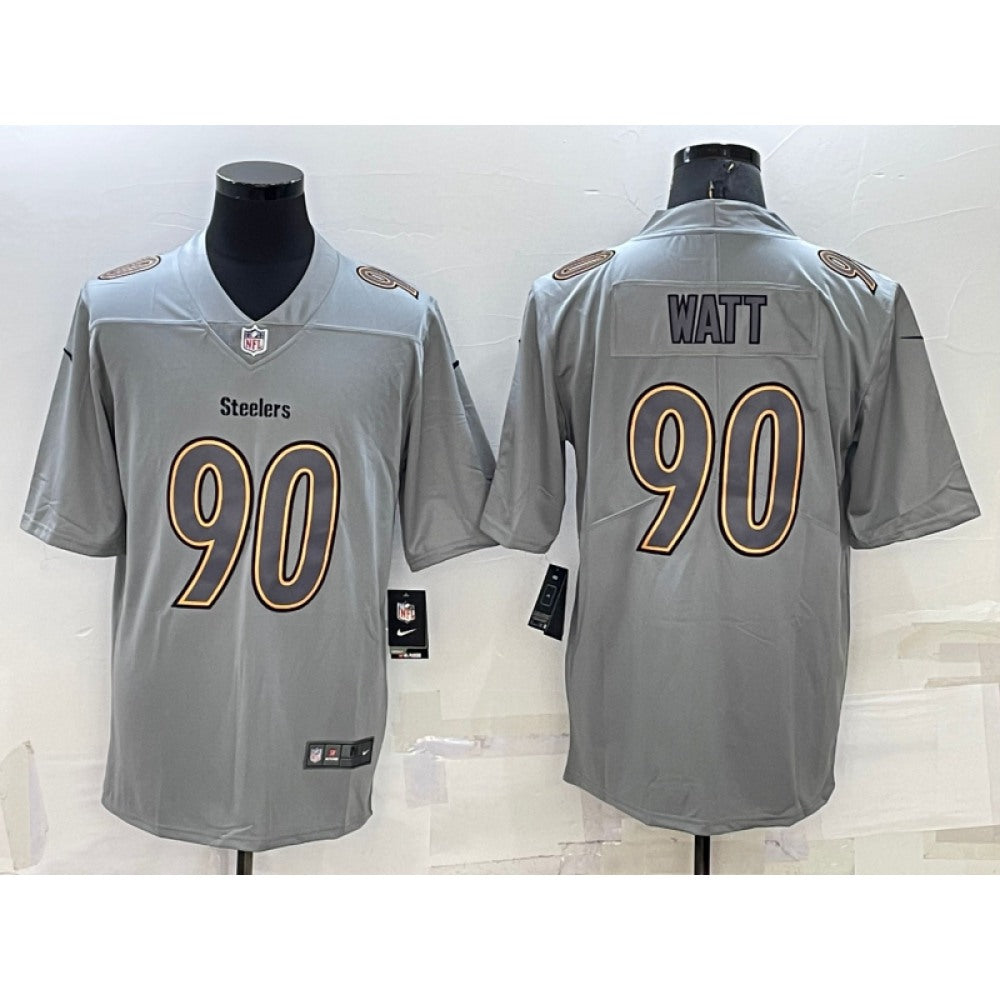 Men's Pittsburgh Steelers #90 T.J. Watt Grey Atmosphere Fashion Stitched Jersey 