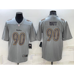 Men's Pittsburgh Steelers #90 T.J. Watt Grey Atmosphere Fashion Stitched Jersey 