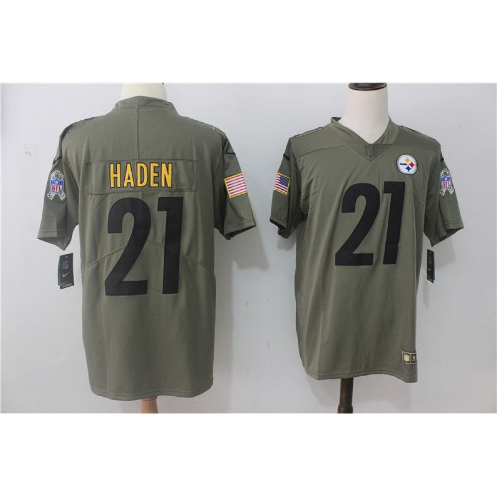 Men's Pittsburgh Steelers #21 Joe Haden Olive Salute To Service Limited Stitched NFL Jersey 