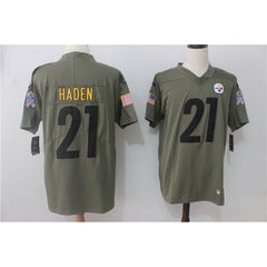 Men's Pittsburgh Steelers #21 Joe Haden Olive Salute To Service Limited Stitched NFL Jersey 
