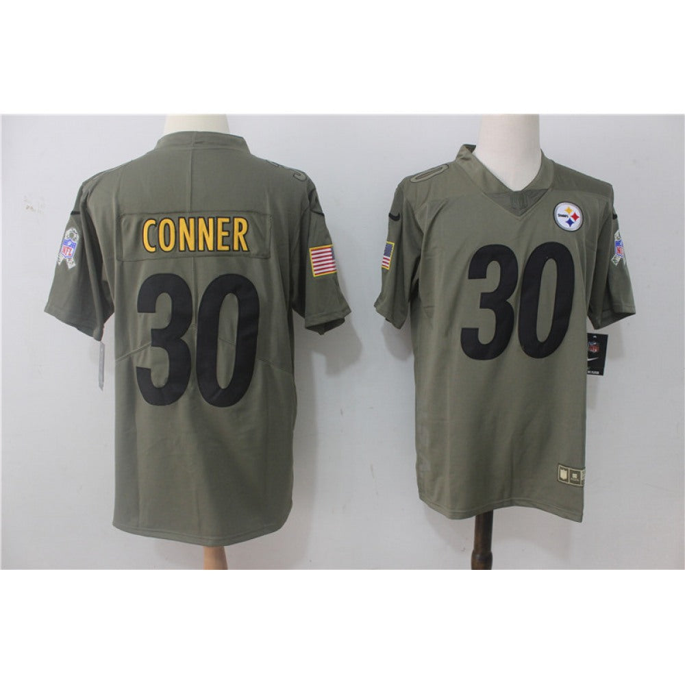 Men's Pittsburgh Steelers #30 James Conner Olive Salute To Service Limited Stitched NFL Jersey 