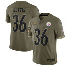 Men's Pittsburgh Steelers #36 Jerome Bettis Olive 2022 Salute To Service Limited Stitched Jersey 