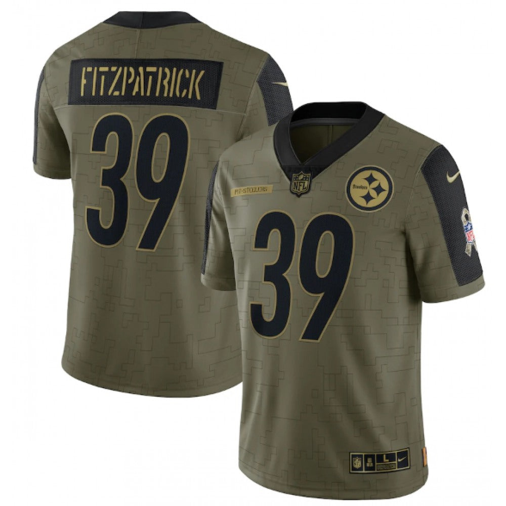 Men's Pittsburgh Steelers #39 Minkah Fitzpatrick 2021 Olive Salute To Service Limited Stitched Jersey 