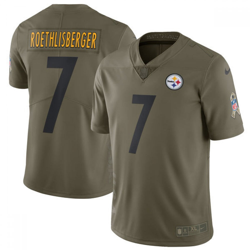 Men's Pittsburgh Steelers #7 Ben Roethlisberger Olive Salute To Service Limited Stitched NFL Jersey 