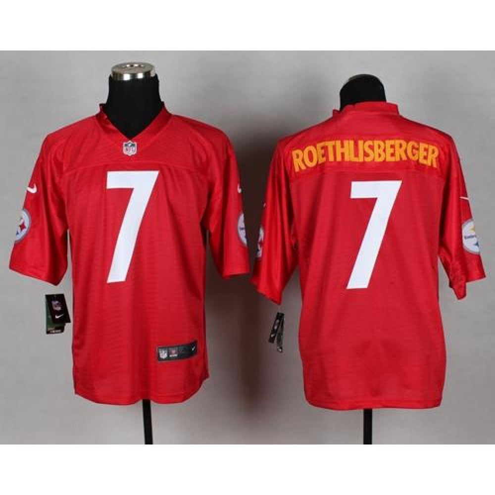 Steelers #7 Ben Roethlisberger Red Men's Stitched NFL Elite QB Practice Jersey 