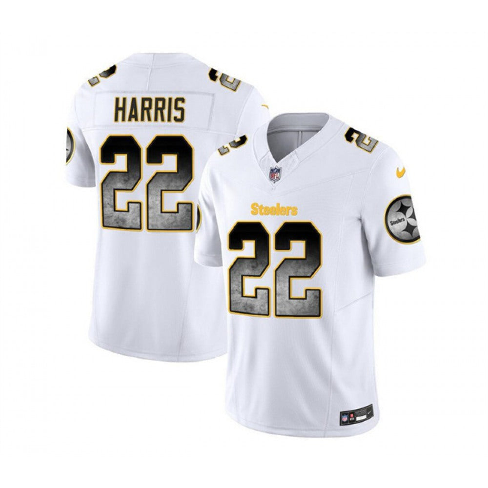 Men's Pittsburgh Steelers #22 Najee Harris White 2023 F.U.S.E. Smoke Vapor Untouchable Limited Stitched Jersey 