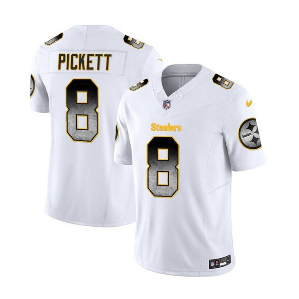 Men's Pittsburgh Steelers #8 Kenny Pickett White 2023 F.U.S.E. Smoke Vapor Untouchable Limited Stitched Jersey 