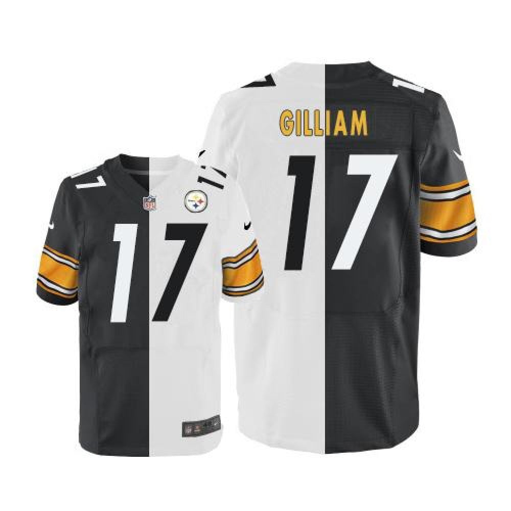 Steelers #17 Joe Gilliam White/Black Men's Stitched NFL Elite Split Jersey 