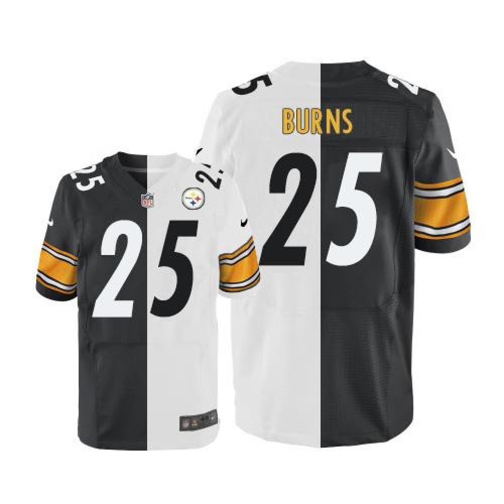 Steelers #25 Artie Burns White/Black Men's Stitched NFL Elite Split Jersey 