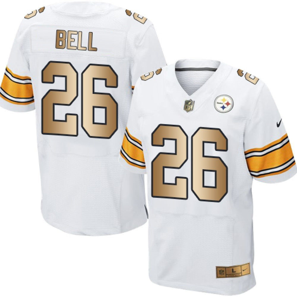 Steelers #26 Le'Veon Bell White Men's Stitched NFL Elite Gold Jersey 