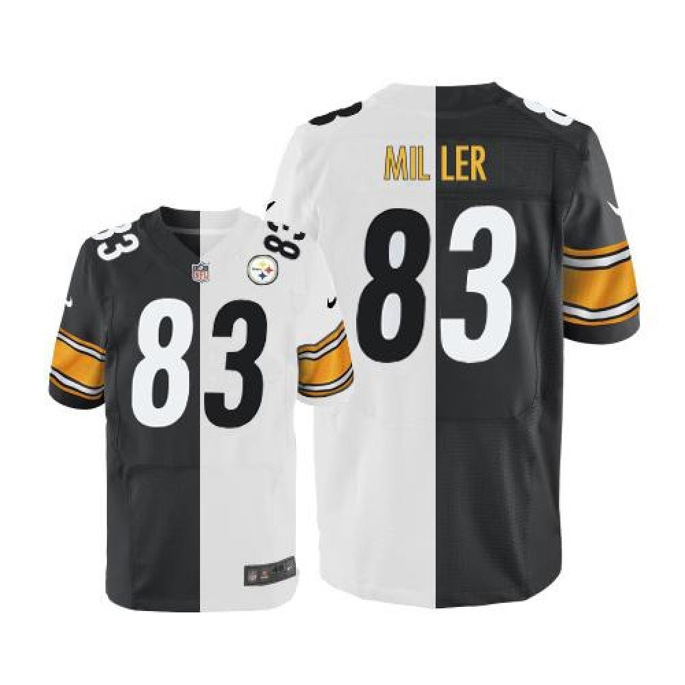Steelers #83 Heath Miller White/Black Men's Stitched NFL Elite Split Jersey 