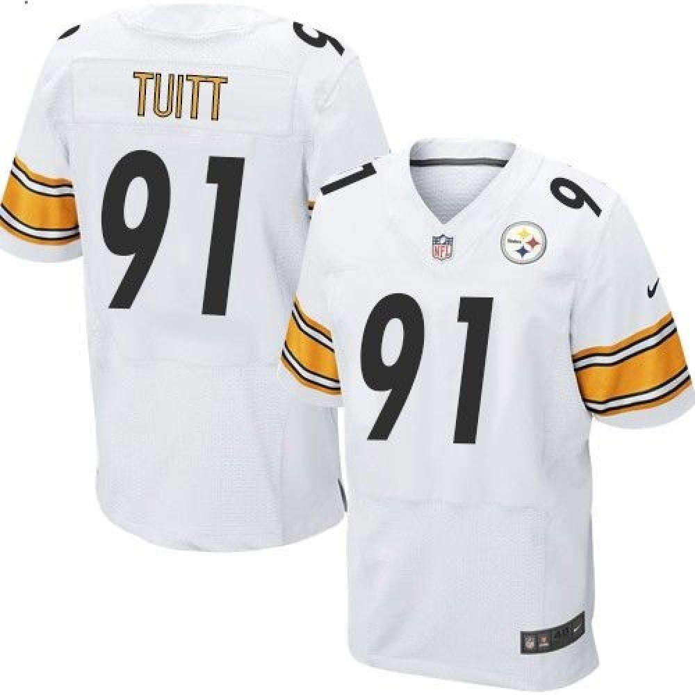 Steelers #91 Stephon Tuitt White Men's Stitched NFL Elite Jersey 