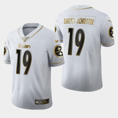 Men'sittsburgh Steelers #19 JuJu Smith-Schuster White 2019 100th Season Golden Edition Limited Stitched NFL Jersey 