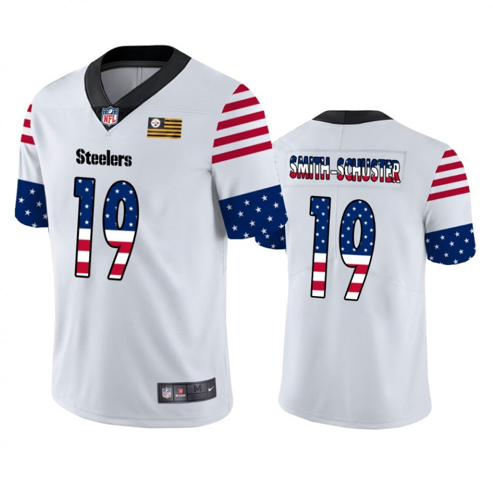 Men's Pittsburgh Steelers #19 JuJu Smith-Schuster White 2019 USA Flag Fashion Limited Stitched NFL Jersey 