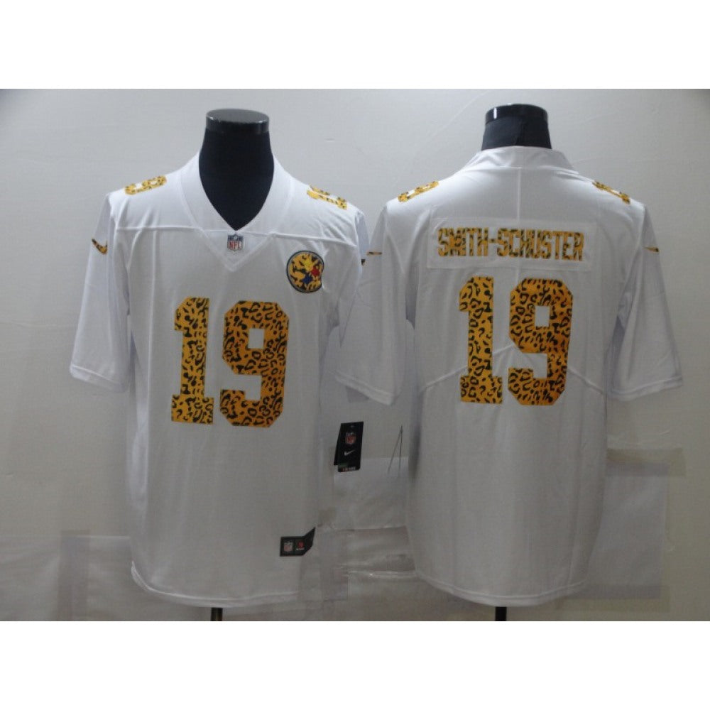 Men's Pittsburgh Steelers #19 JuJu Smith-Schuster 2020 White Leopard Print Fashion Limited Stitched Jersey 