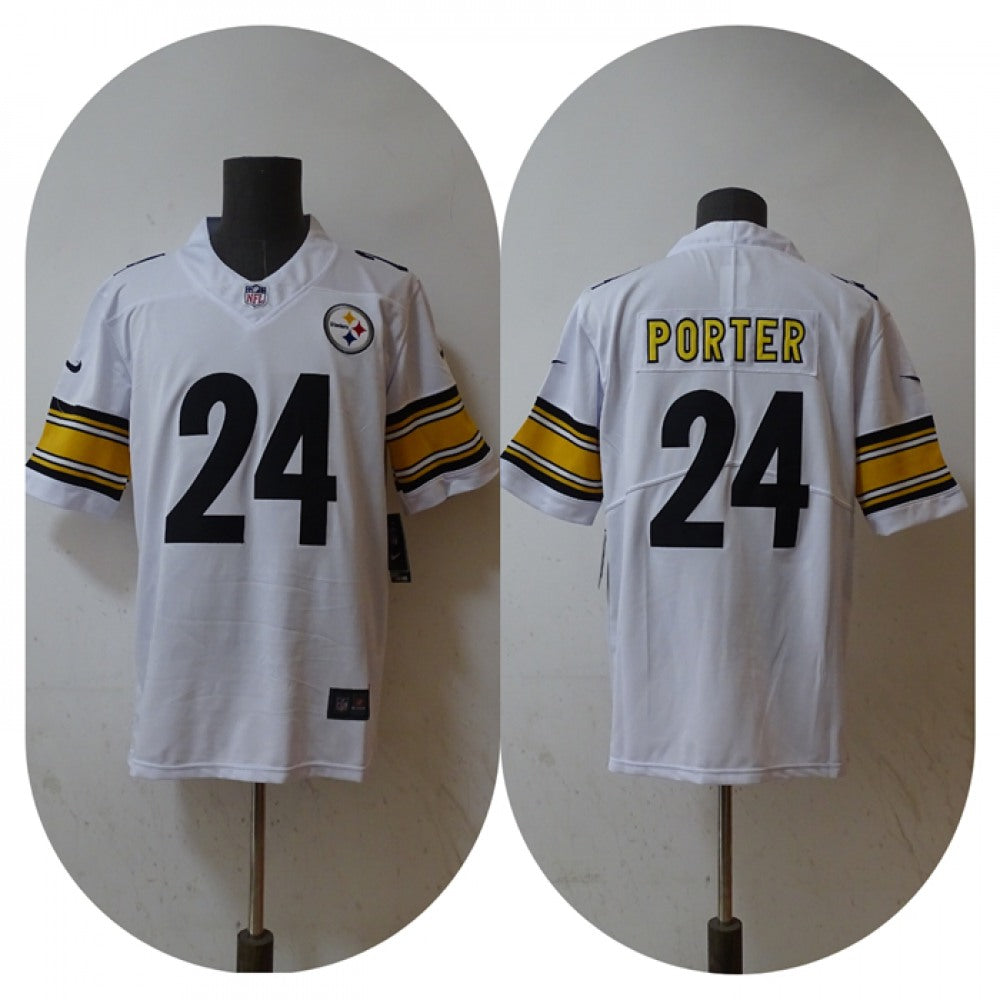 Men's Pittsburgh Steelers #24 Joey Porter Jr. White 2023 Draft Vapor Untouchable Limited Stitched Jersey 