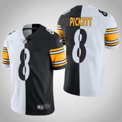 Men's Pittsburgh Steelers #8 Kenny Pickett White/Black Split Limited Stitched Jersey 