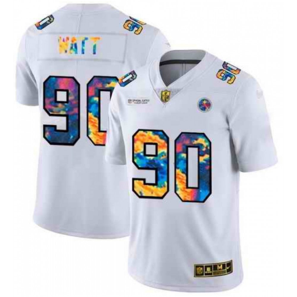 Men's Pittsburgh Steelers #90 T. J. Watt 2020 White Crucial Catch Limited Stitched Jersey 