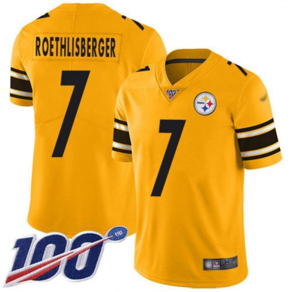 Men's Pittsburgh Steelers #7 Ben Roethlisberger 100th Season Yellow Limited Stitched Jersey 