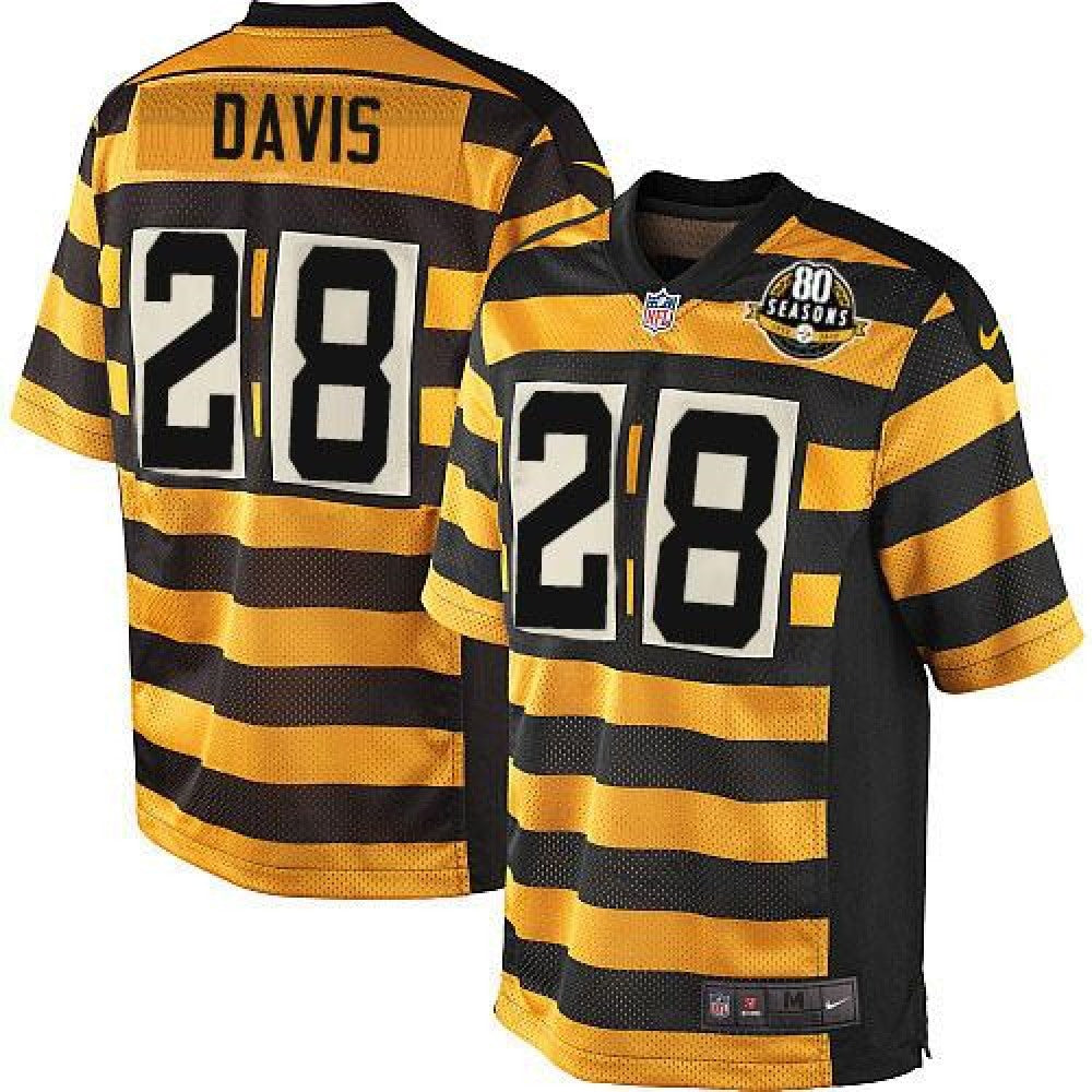 Steelers #28 Sean Davis Yellow/Black Alternate Men's Stitched NFL 80TH Throwback Elite Jersey 