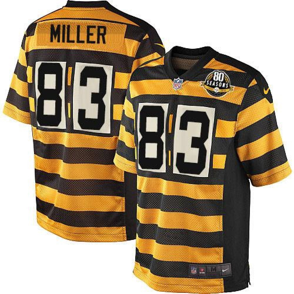 Steelers #83 Heath Miller Yellow/Black Alternate Men's Stitched NFL 80TH Throwback Elite Jersey 