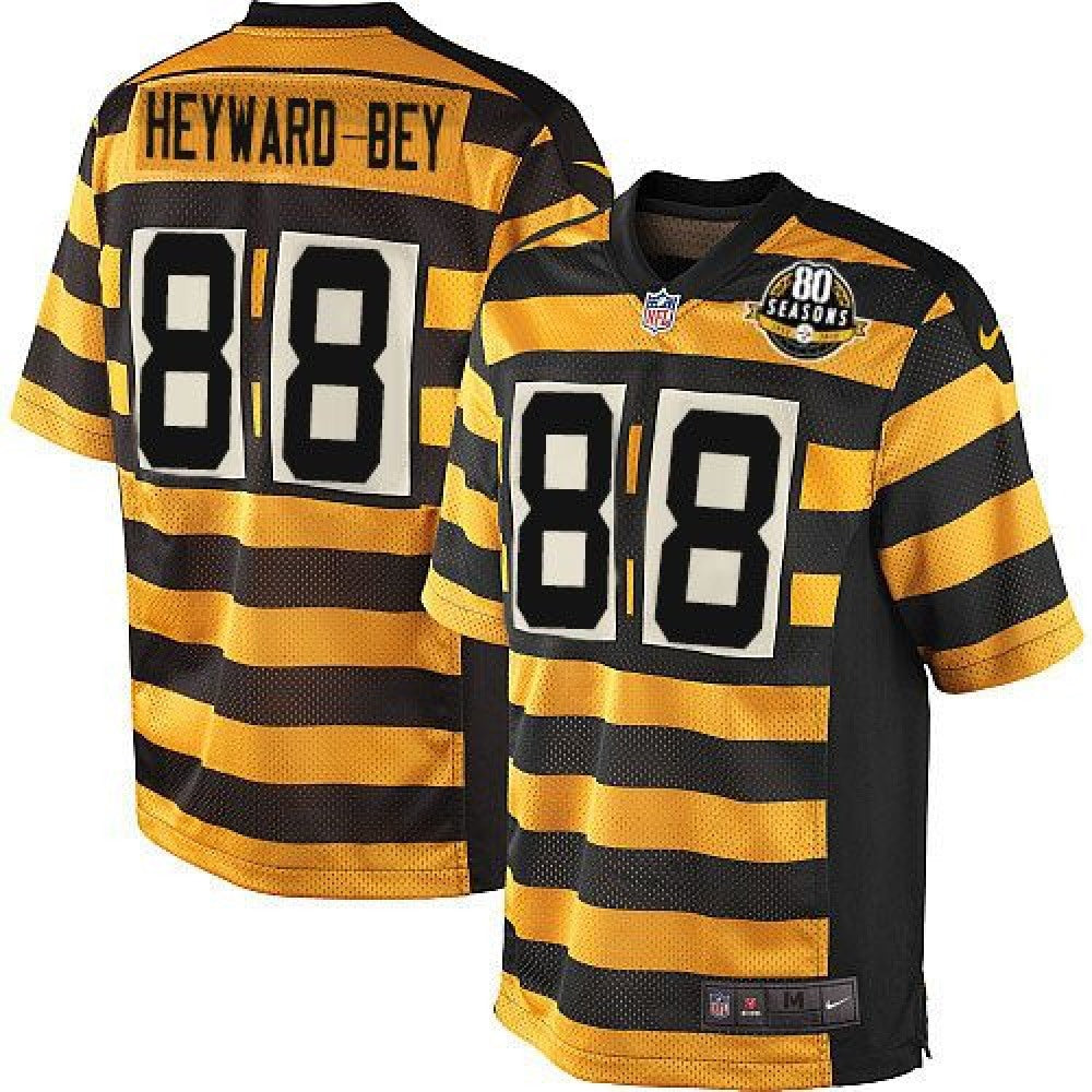 Steelers #88 Darrius Heyward-Bey Yellow/Black Alternate 80TH Throwback Men's Stitched NFL Elite Jersey 