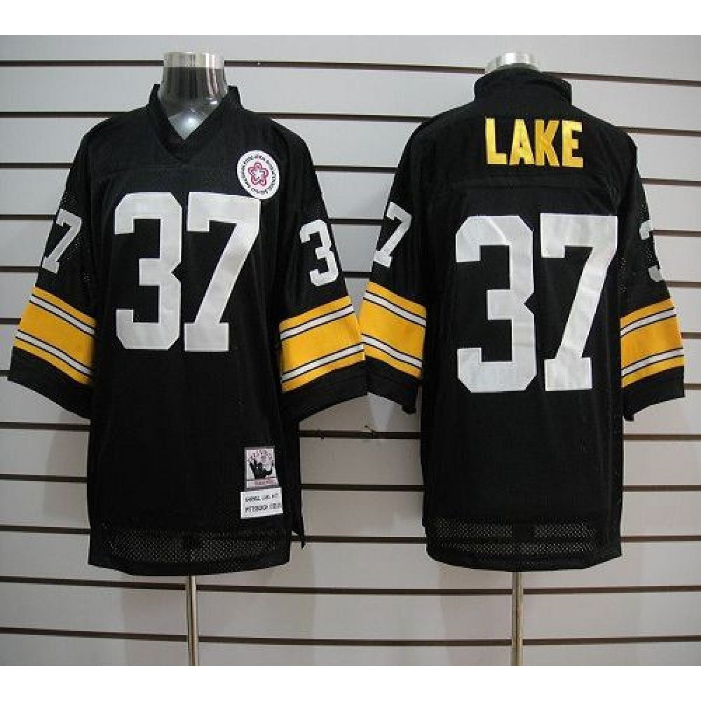 Mitchell And Ness Steelers #37 Carnell Lake Black Stitched NFL Jersey 