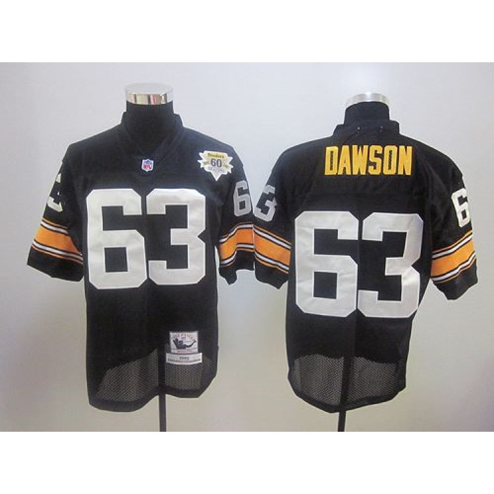 60TH Mitchell And Ness Steelers #63 Dermontti Dawson Black Stitched NFL Jersey 
