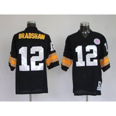 Mitchell & Ness Steelers #12 Terry Bradshaw Black Stitched Throwback NFL Jersey 