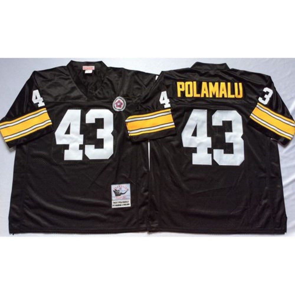 Mitchell And Ness Steelers #43 Troy Polamalu Black Throwback Stitched NFL Jersey 