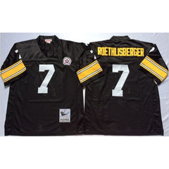 Mitchell And Ness Steelers #7 Ben Roethlisberger Black Throwback Stitched NFL Jersey 