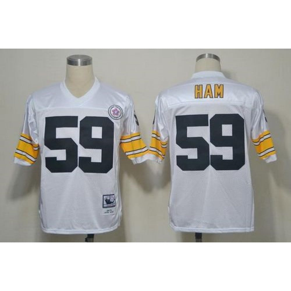 Mitchell And Ness Steelers #59 Jack Ham White Stitched NFL Jersey 