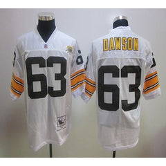 60TH Mitchell And Ness Steelers #63 Dermontti Dawson White Stitched NFL Jersey 